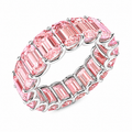 7.0-7.5 CT Emerald Pink Lab Created Diamond Eternity Band Ring 14K White Gold