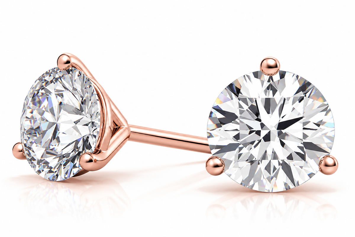 Round 3-Prong Martini Lab-Grown Diamond Stud Earrings