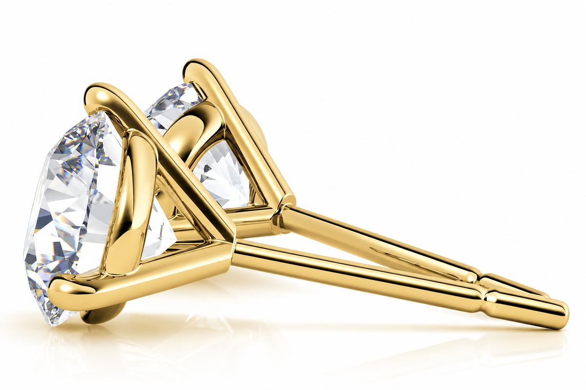 Round 3-Prong Martini Lab-Grown Diamond Stud Earrings