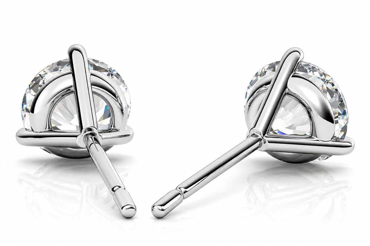 Round 3-Prong Martini Lab-Grown Diamond Stud Earrings