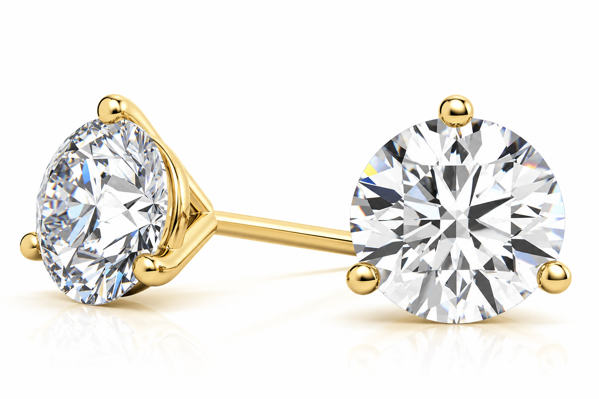 Round 3-Prong Martini Lab-Grown Diamond Stud Earrings