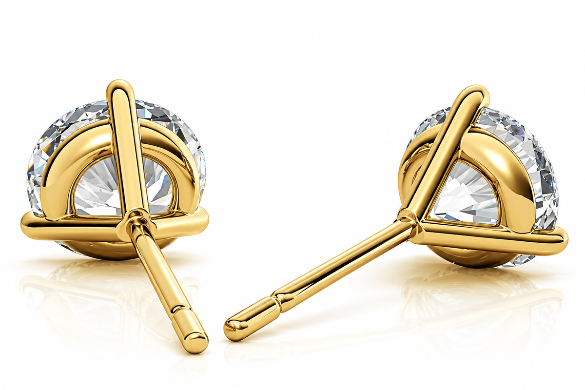 Round 3-Prong Martini Lab-Grown Diamond Stud Earrings