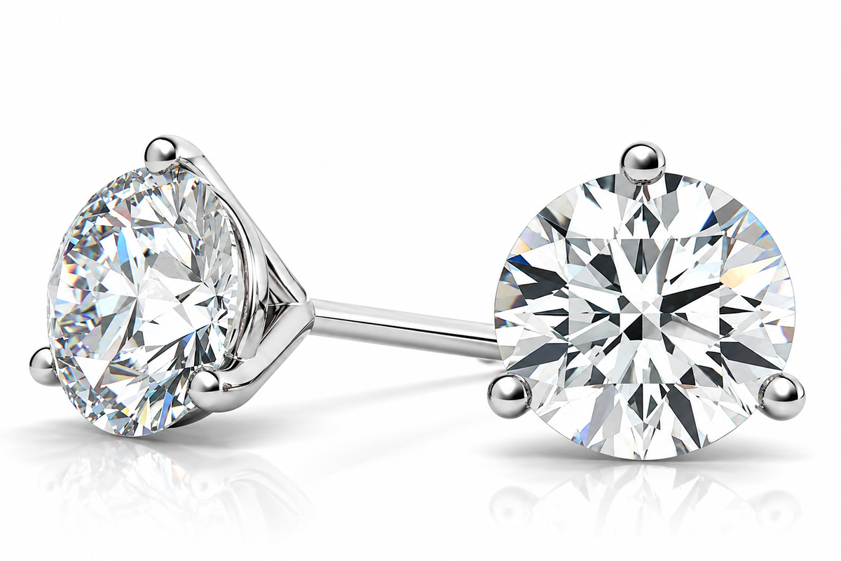 Round 3-Prong Martini Lab-Grown Diamond Stud Earrings