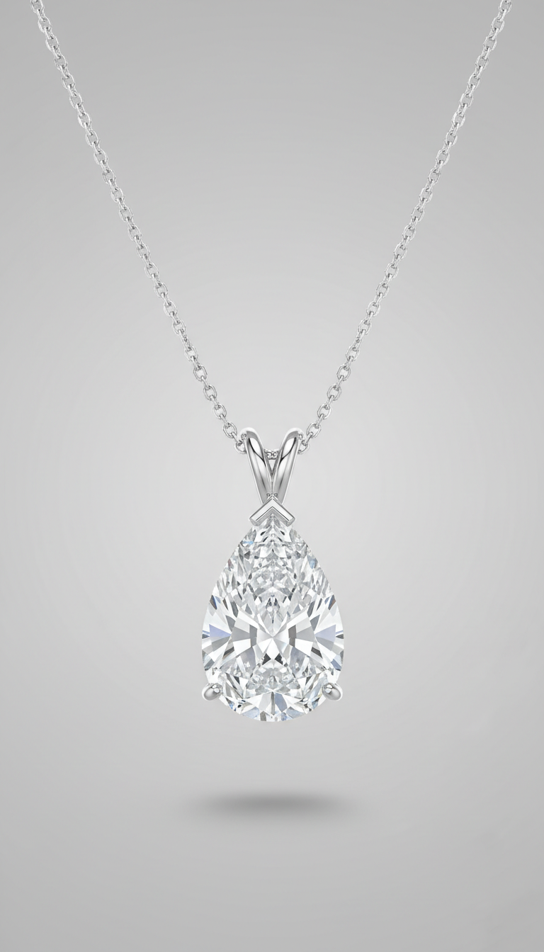 Platinum Pear-Cut Diamond Pendant Necklace