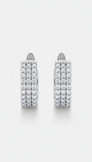 Double-Row Diamond Huggie Earrings