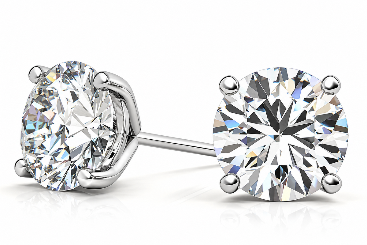 Round 4-Prong Martini Lab-Grown Diamond Stud Earrings