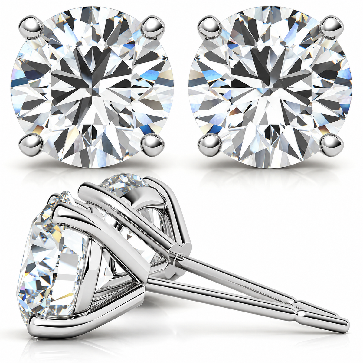 Round 4-Prong Martini Lab-Grown Diamond Stud Earrings