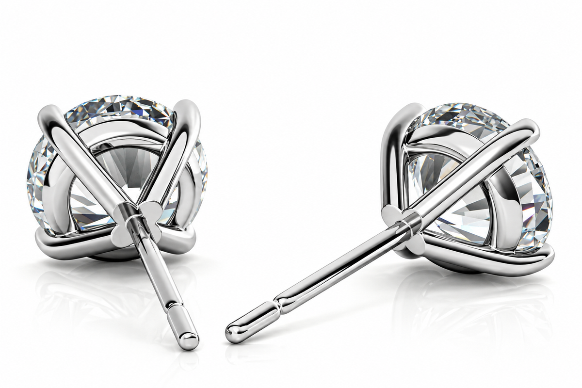 Round 4-Prong Martini Lab-Grown Diamond Stud Earrings