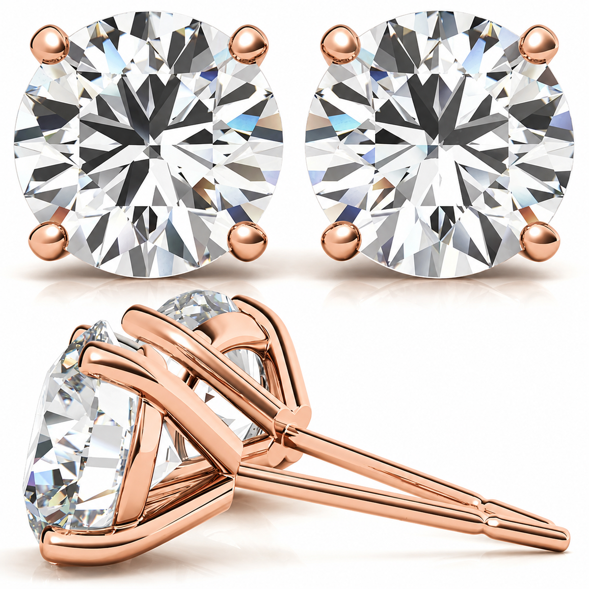 Round 4-Prong Martini Lab-Grown Diamond Stud Earrings