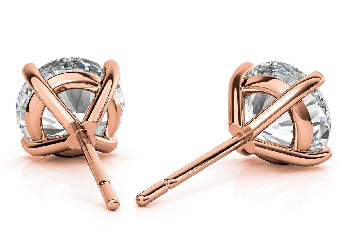 Round 4-Prong Martini Lab-Grown Diamond Stud Earrings