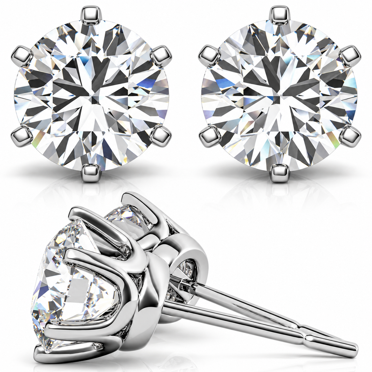 Round 6-Prong Crown Lab-Grown Diamond Stud Earrings