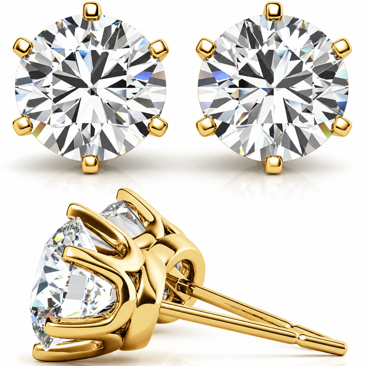 Round 6-Prong Crown Lab-Grown Diamond Stud Earrings