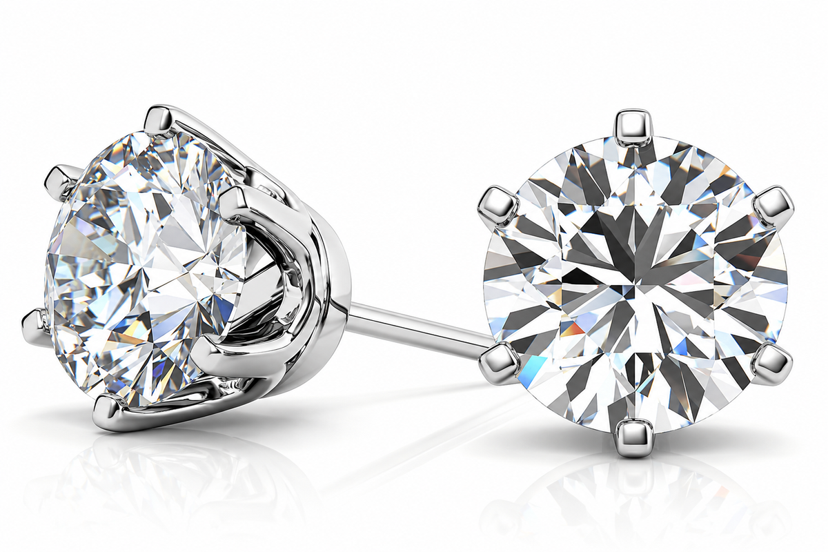 Round 6-Prong Crown Lab-Grown Diamond Stud Earrings