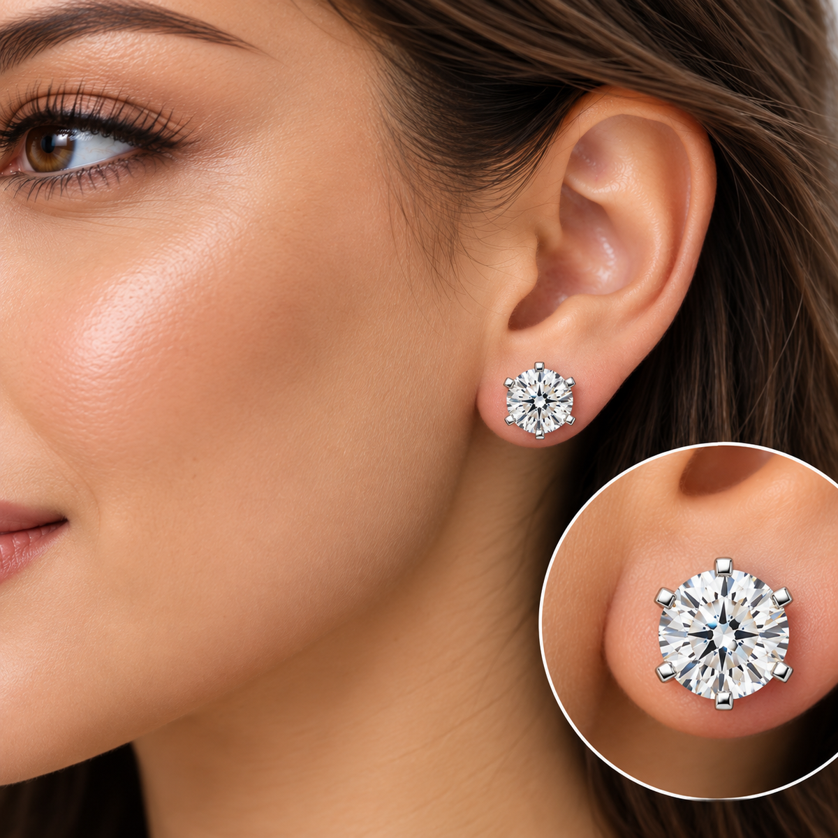 Round 6-Prong Crown Lab-Grown Diamond Stud Earrings