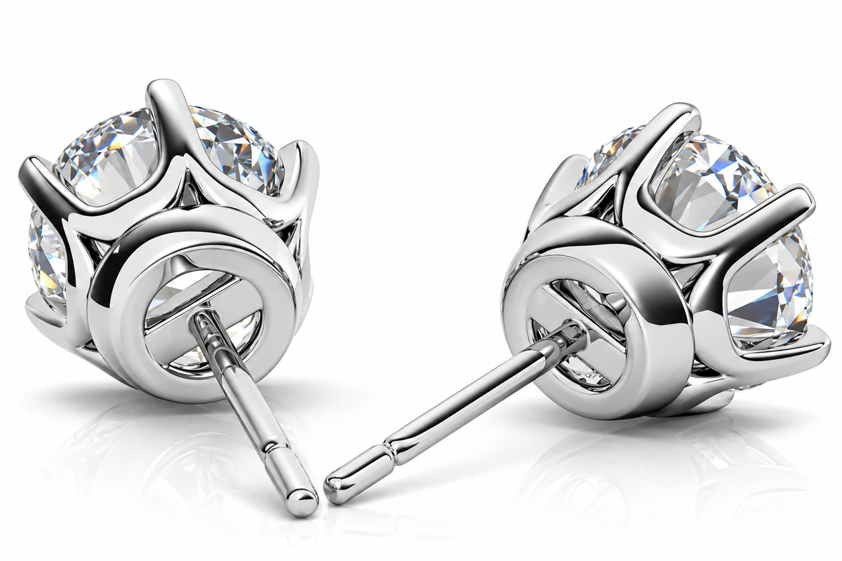 Round 6-Prong Crown Lab-Grown Diamond Stud Earrings