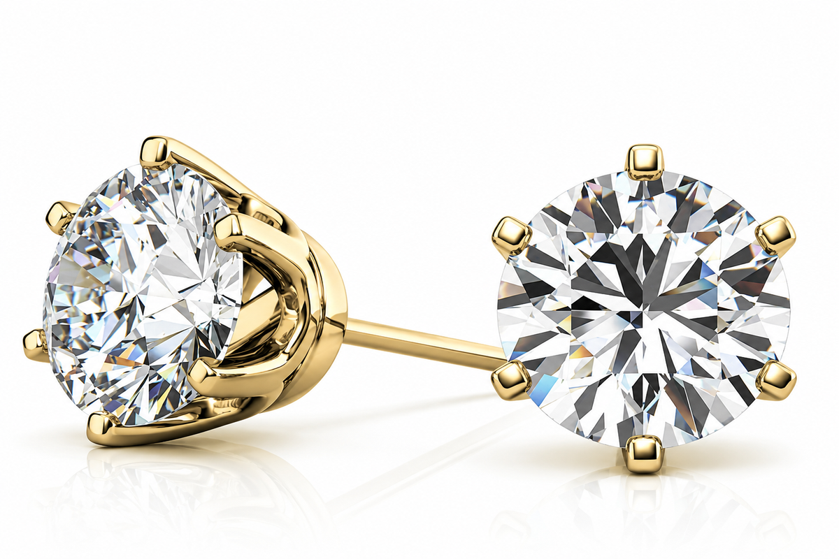 Round 6-Prong Crown Lab-Grown Diamond Stud Earrings