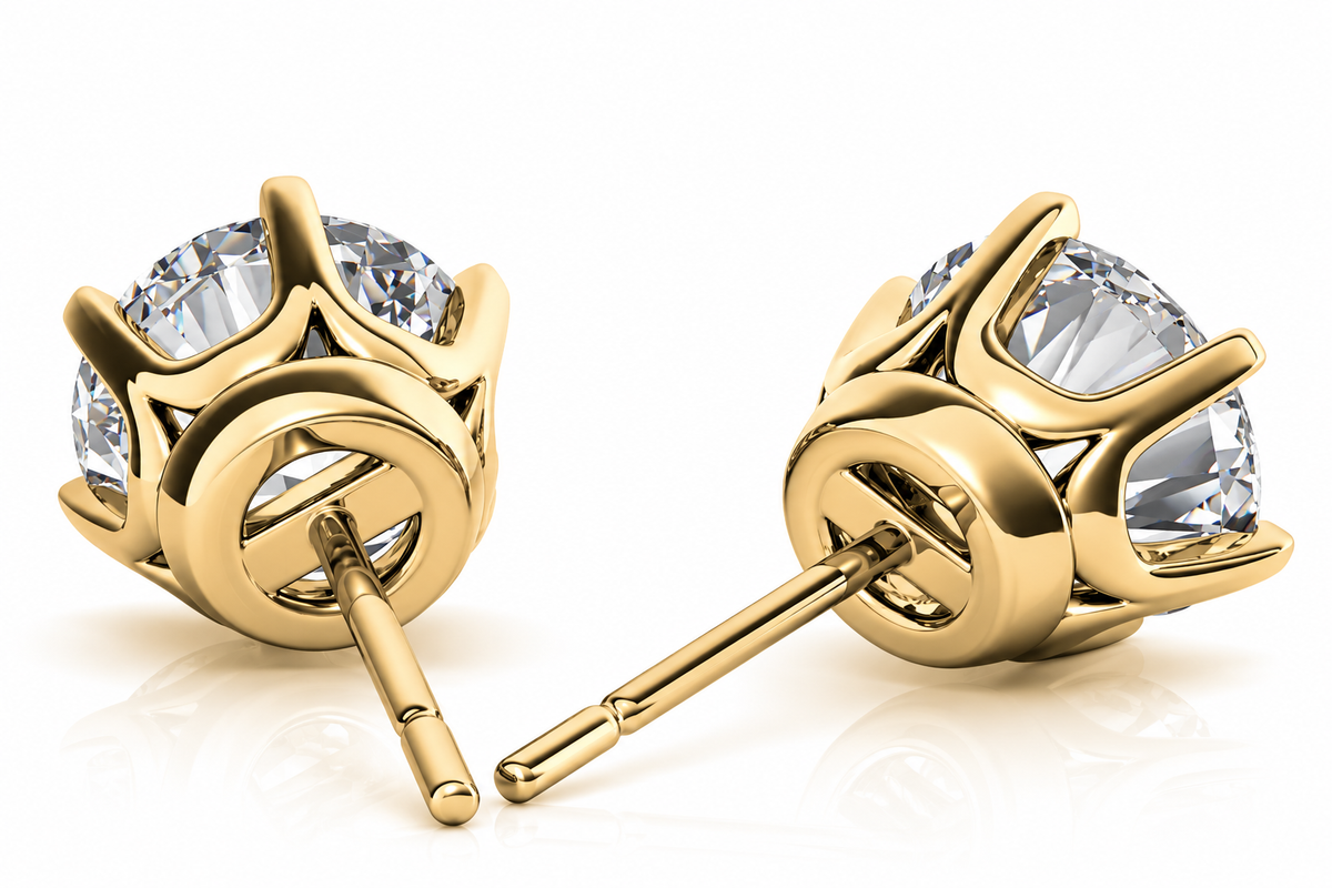 Round 6-Prong Crown Lab-Grown Diamond Stud Earrings
