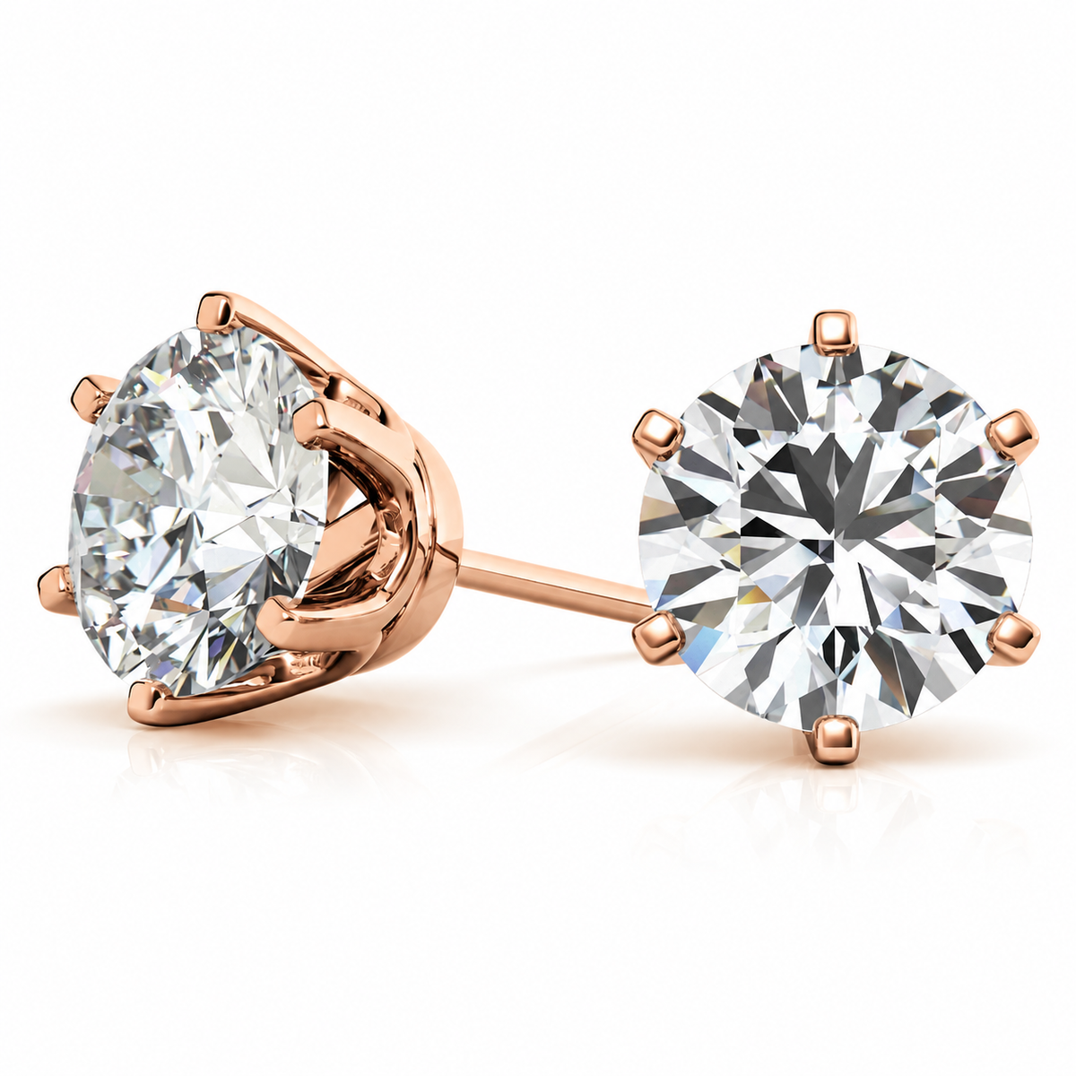 Round 6-Prong Crown Lab-Grown Diamond Stud Earrings