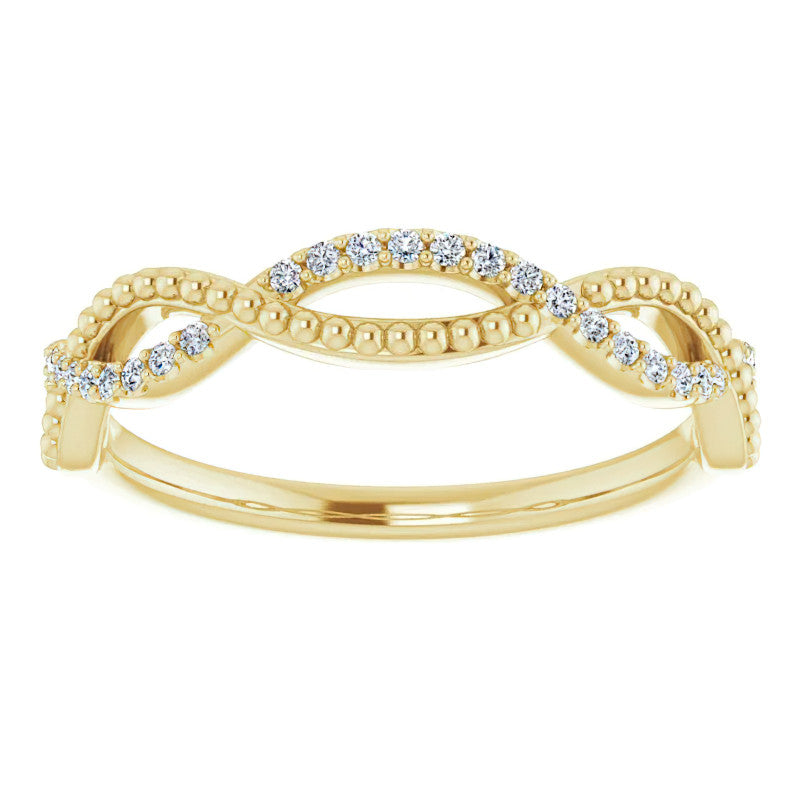 Infinity Style Beaded Stackable Wedding Band
