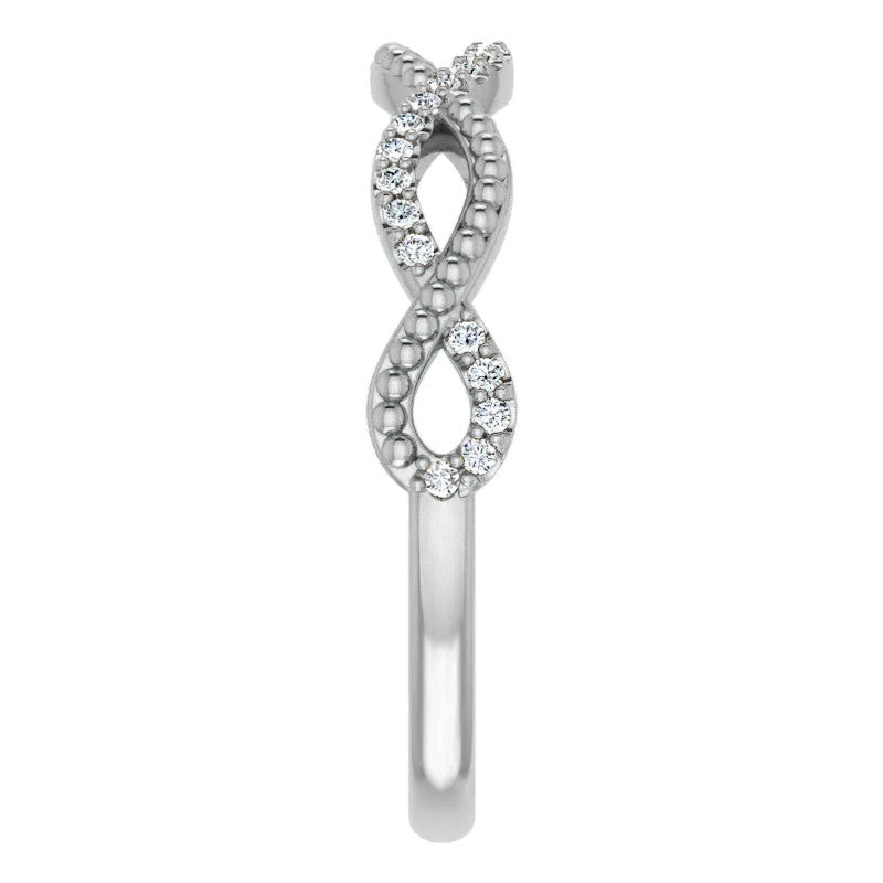 Infinity Style Beaded Stackable Wedding Band