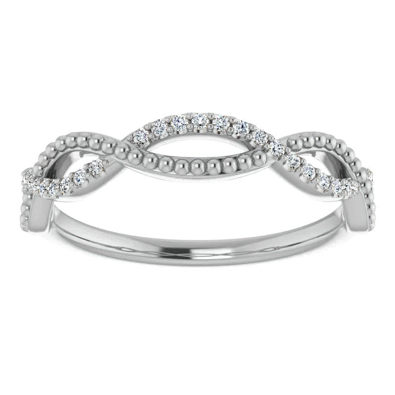 Infinity Style Beaded Stackable Wedding Band