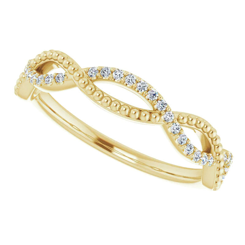 Infinity Style Beaded Stackable Wedding Band