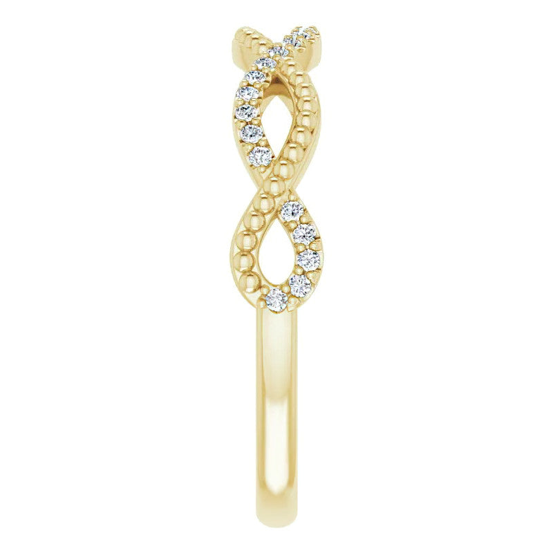 Infinity Style Beaded Stackable Wedding Band
