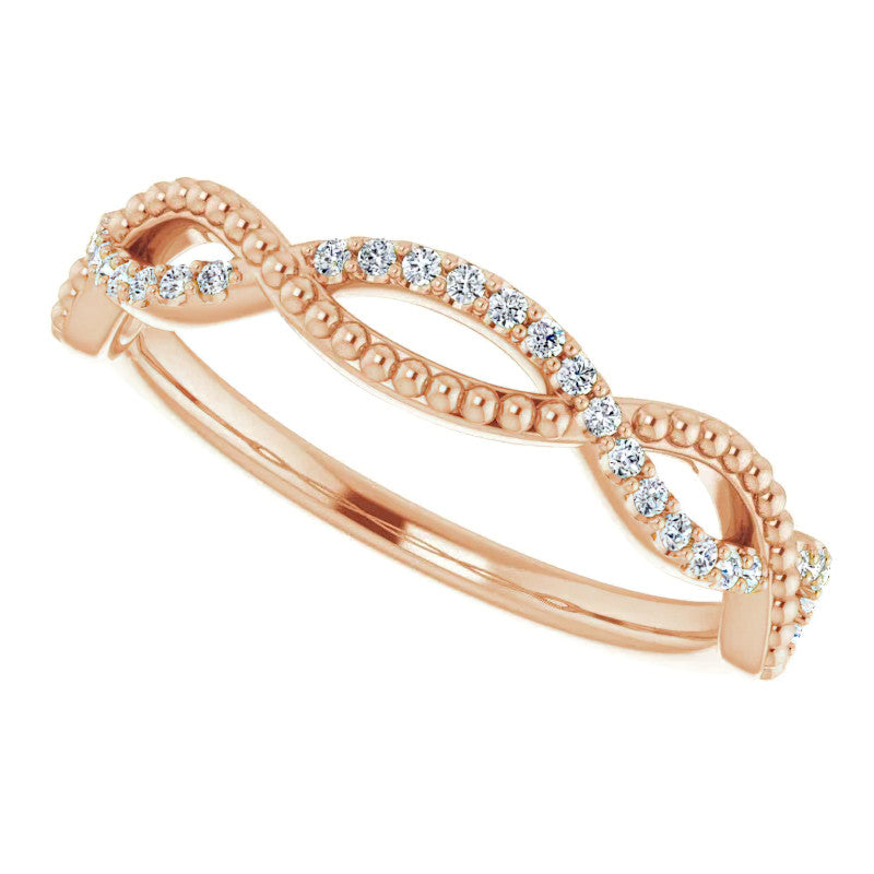 Infinity Style Beaded Stackable Wedding Band