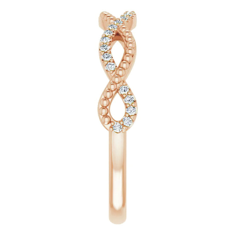 Infinity Style Beaded Stackable Wedding Band