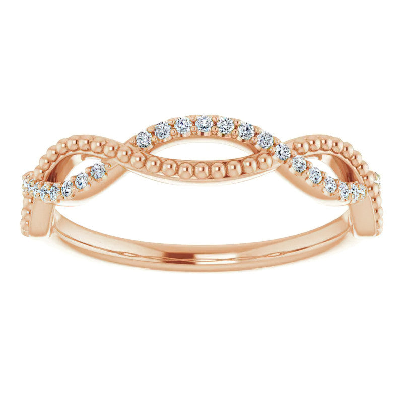 Infinity Style Beaded Stackable Wedding Band