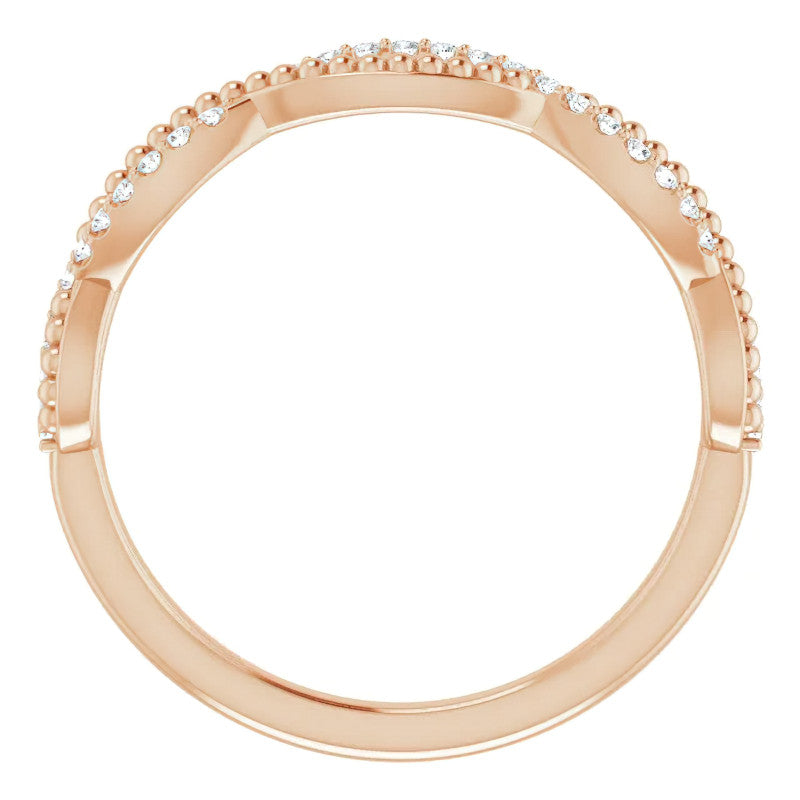 Infinity Style Beaded Stackable Wedding Band