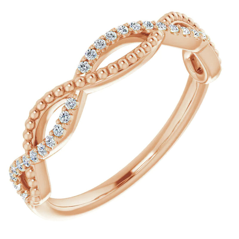 Infinity Style Beaded Stackable Wedding Band