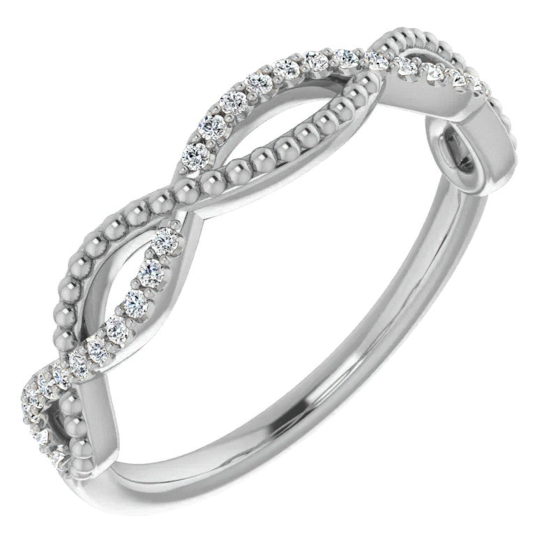 Infinity Style Beaded Stackable Wedding Band