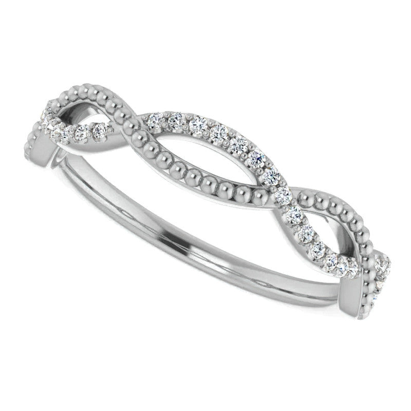 Infinity Style Beaded Stackable Wedding Band