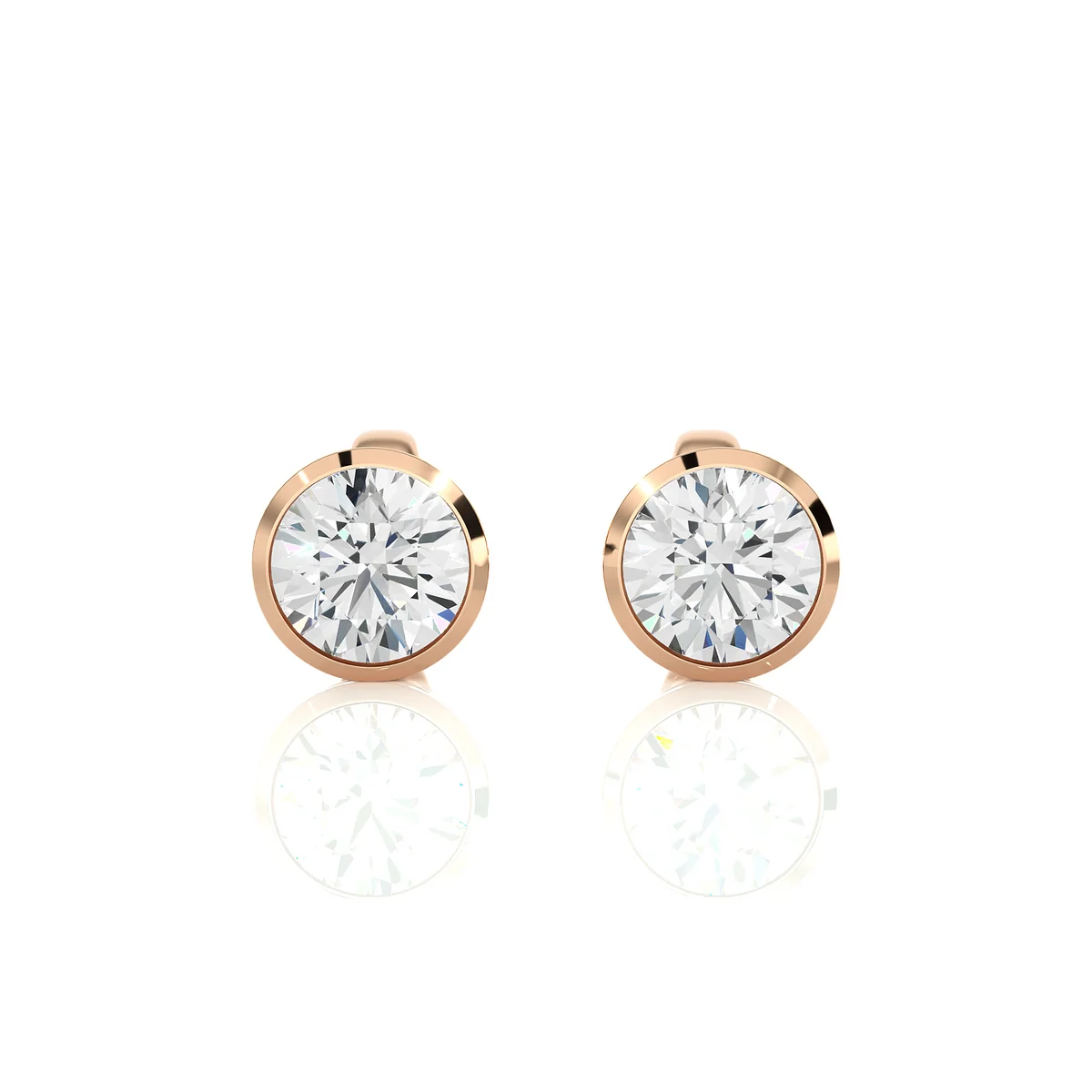 Round Lab Diamond Bezel Set Stud Earrings