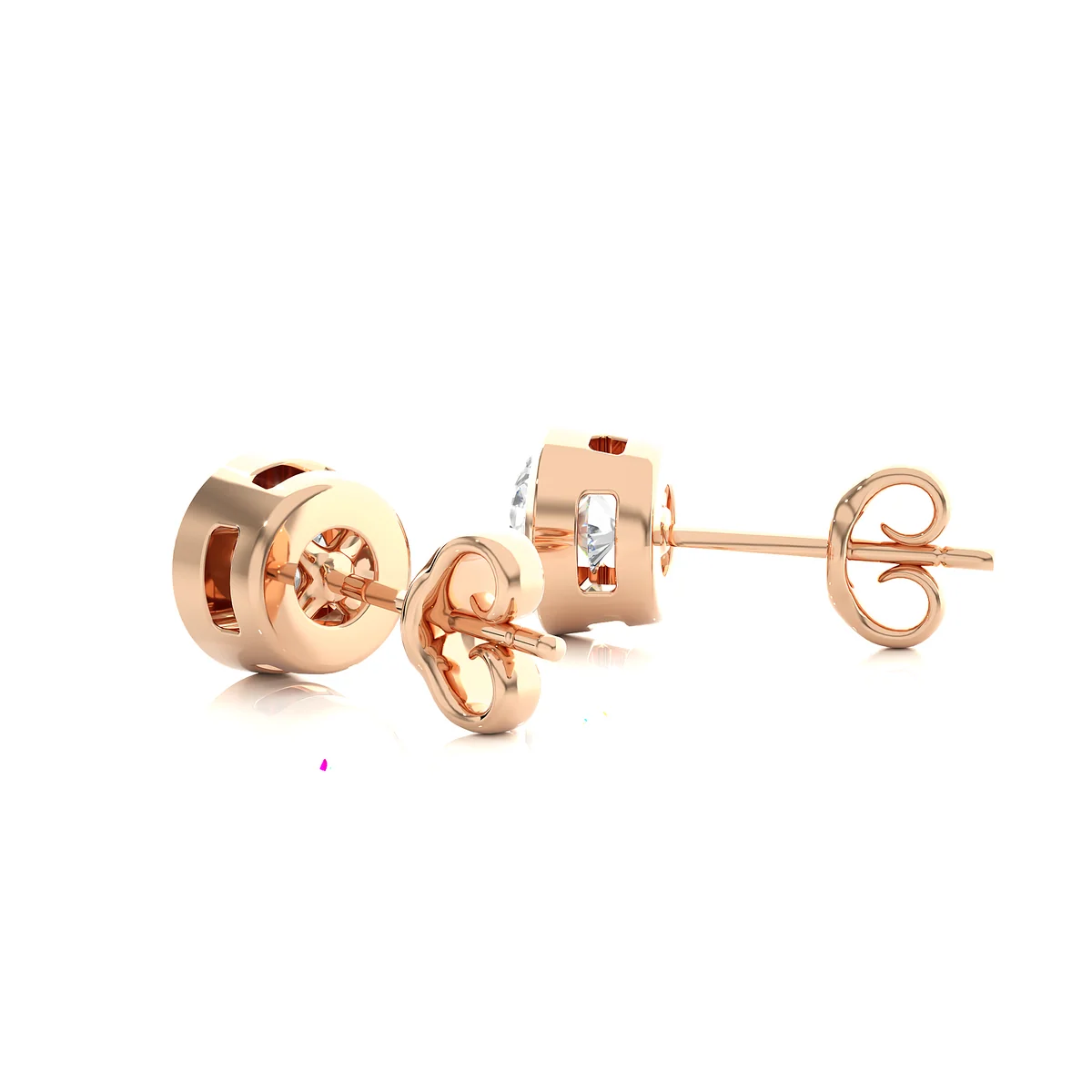 Round Lab Diamond Bezel Set Stud Earrings
