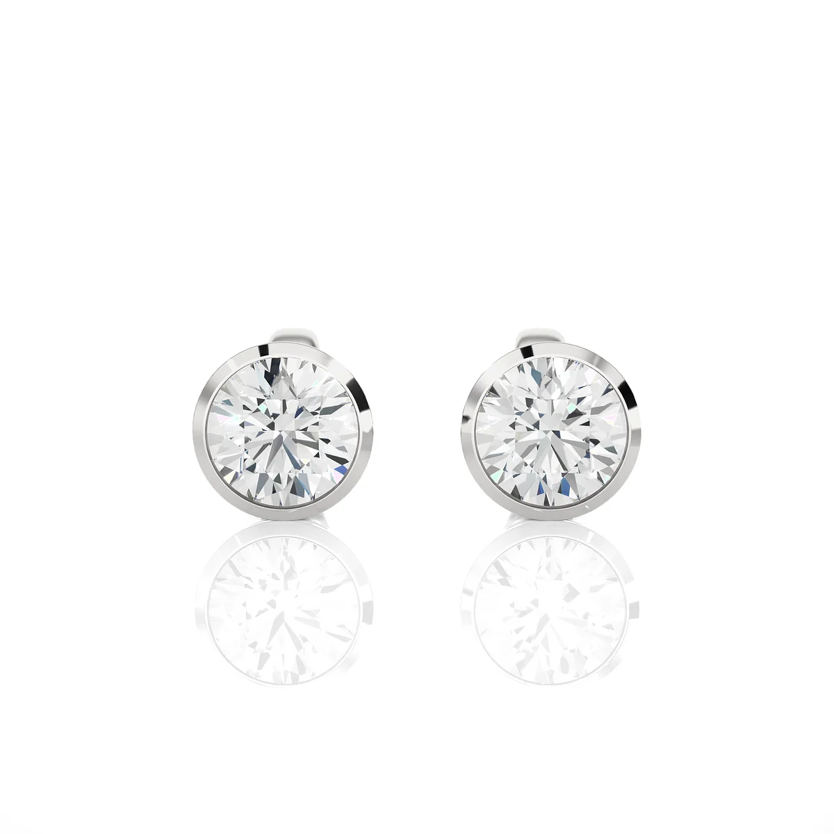 Round Lab Diamond Bezel Set Stud Earrings