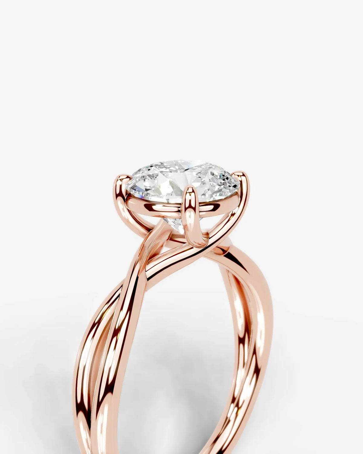 Round Lab Diamond Twist Band Ring