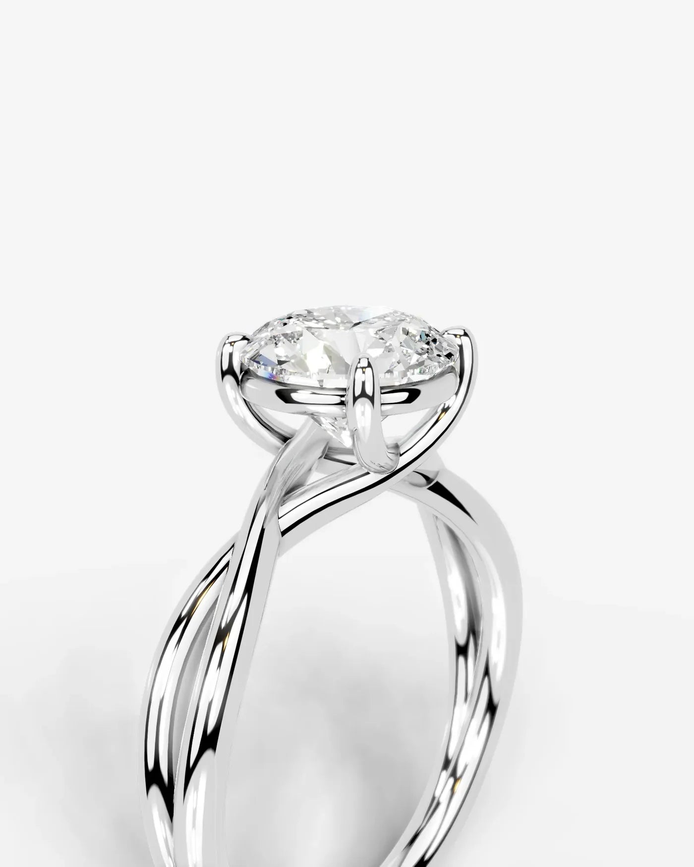 Round Lab Diamond Twist Band Ring
