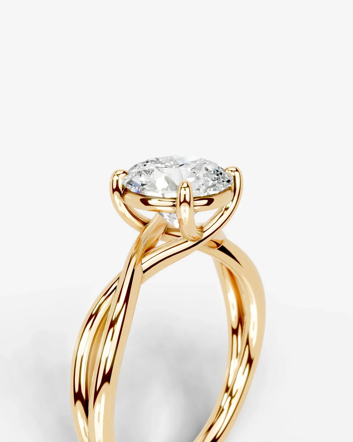 Round Lab Diamond Twist Band Ring