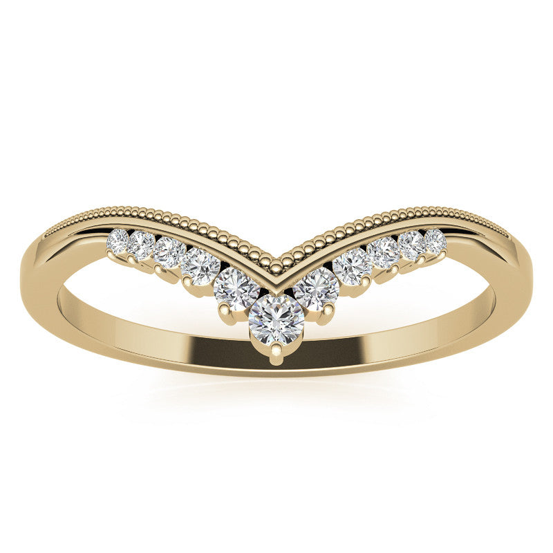 V-Shaped Contoured Stackable Wedding Band