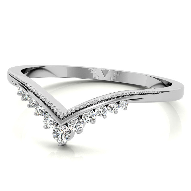 V-Shaped Contoured Stackable Wedding Band