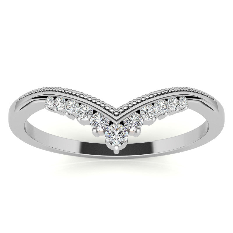 V-Shaped Contoured Stackable Wedding Band