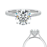 0.50CT - 3.00Ct Round Lab Created Diamond Engagement Ring ,Hidden Halo Cathedral Setting