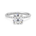 Round Solitiaire Moissanite Engagement Ring With Accent Stone