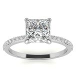 Claw Prongs Princess Cut Moissanite Engagement Ring