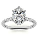 6-Prong Oval Cut Moissanite Engagement Ring Hidden Halo 