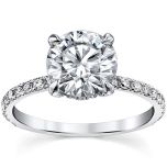 Diamond Pave Round Cut Moissanite Basket Engagement Ring 