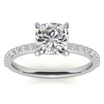 Claw Prongs  Cushion Cut Moissanite Engagement Ring