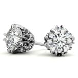  Double Prong Round Moissanite Stud Earrings With Vintage Antique